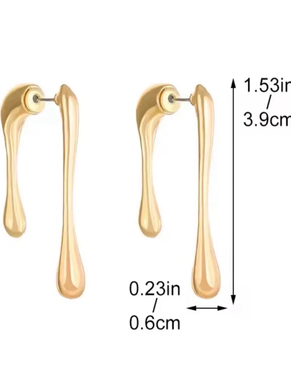 NEW Front Back Earrings Drip Drippy Drop Gold JL25